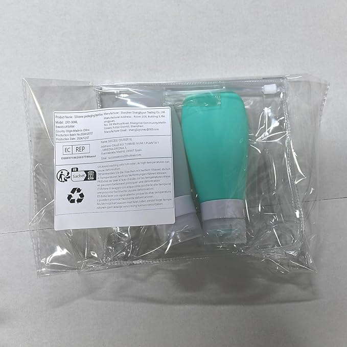 LUFEVRM 2 Pcs Silicone Travel Bottles,3oz Leak Proof Refillable Squeeze Containers with Transparent Carry Bag,Small Empty Travel Size Bottles for Shampoo,Conditioner,Lotion,Toiletries