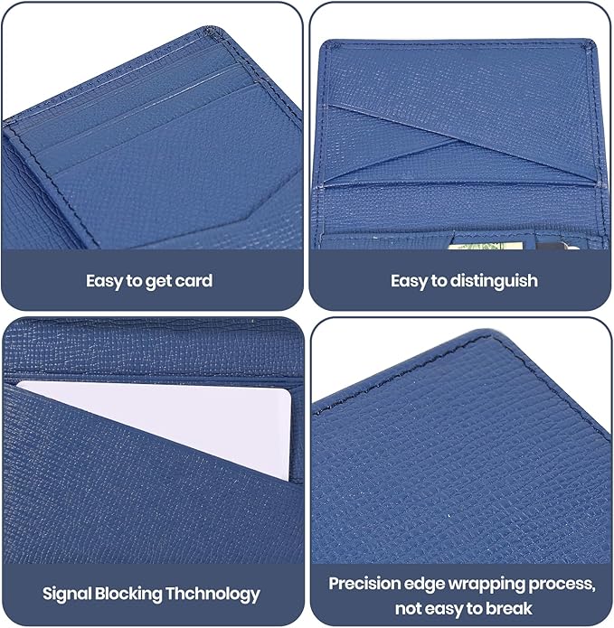 OLEIW Genuine Leather Minimalist Wallet: Slimfold Design for Front Pocket Comfort, Featuring Quick-Access ID Window & Secure RFID Blocking – The Ultimate Balance of Premium Texture and Daily Utility
