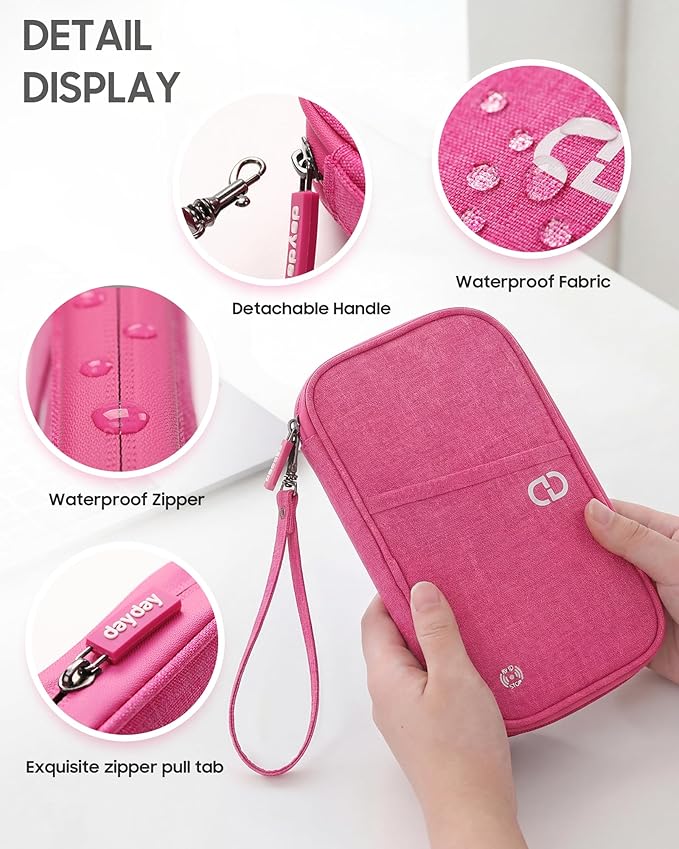 Family Passport Holder Organizer, RFID Blocking Travel Document Case, Lightweight Large Passport Cover Case Waterproof Bag Document Organizer for Women & Men