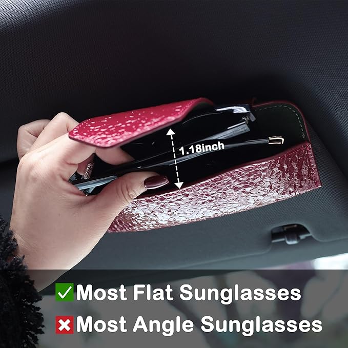 COOLYOUTH Sunglass Holder for Car Visor Car Sunglass Holder Glasses Holder with Clip Car Accessories for Women Men