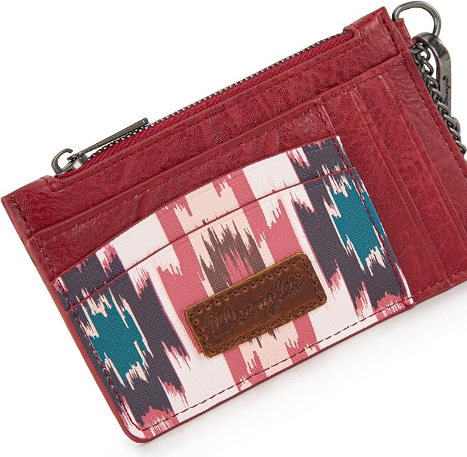 Montana West X Wrangler Keychain Wristlet Wallet Aztec Credit Card Wallet Slim Credit Card Holder for Women Ladies Female Cards & ID Cases with Keychain Wristlet Strap