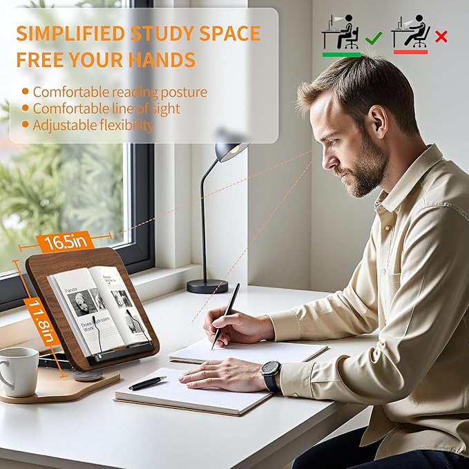 Rolling Laptop Floor Stand, Dual-Purpose for Desk & Floor, Adjustable Height from 16.5" to 51", with 4 Lockable Casters & Book Page Clips, Portable Laptop Stand (Walnut Finishing)