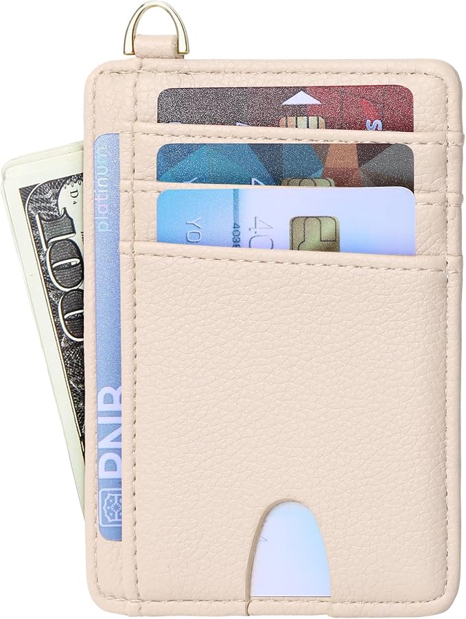 Badiya Credit Card Holder Slim Minimalist Wallet, Front Pocket Purse RFID Blocking Wallet Compact Card Case with ID Window for Women & Men