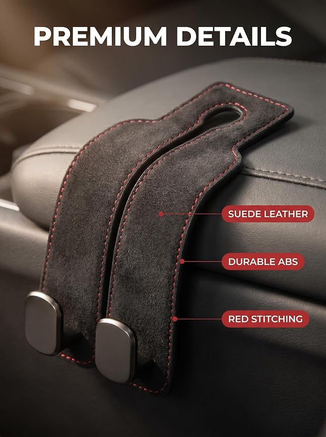 Car Purse Hooks, Universal Headrest Hooks for Bags, 4 Pack | Keeps bags off floors | Helps stop spills | Fits most headrests | For purses, groceries, backpacks