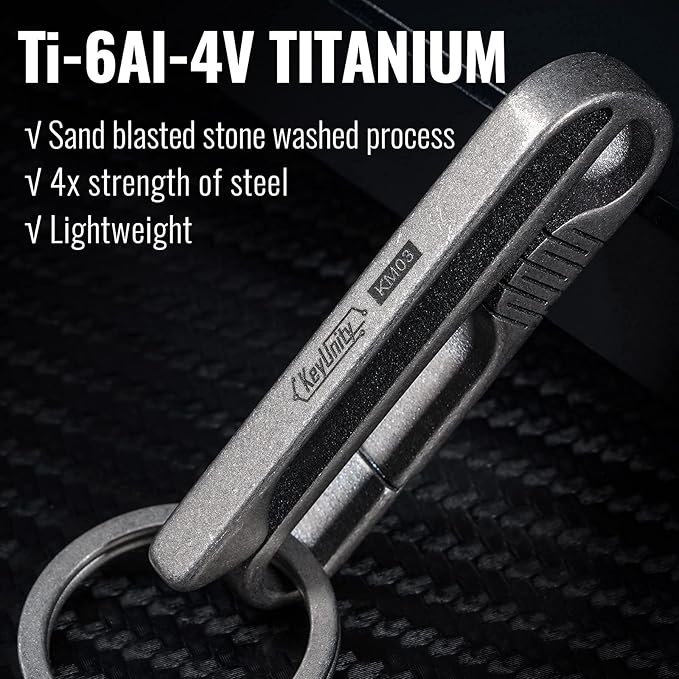 KeyUnity KM03 Titanium Keychain Clip Belt Loop Key Holder with Removable Key Ring for Duty Belt