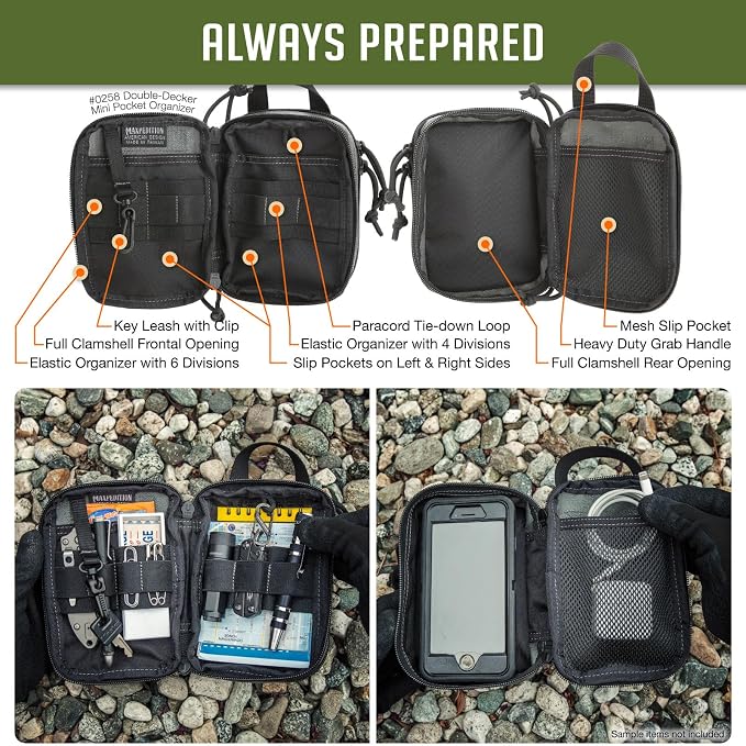 MAXPEDITION Double-Decker Pocket Organizer, Tactical Tool Pouch for Organization, EDC Pouch for Everyday Carry
