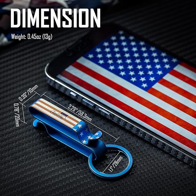 KeyUnity KM00 Titanium Belt Loop Keychain Clip Double Side Quick Release Key Holder with Detachable Key Ring