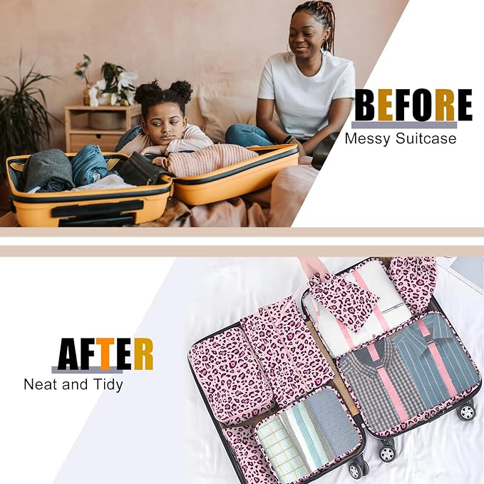 Packing Cubes for Travel - 8 Set Luggage Organizer Bags for Family, Mesh Breathable Packing Cubes for Suitcases Durable Travel Essentials Bags Set
