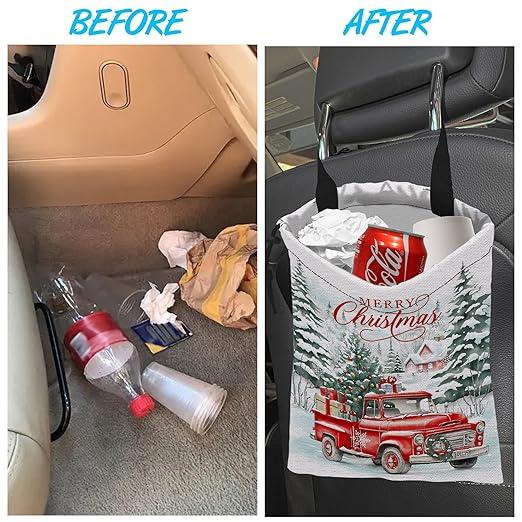 Car Garbage Bag Hanging Car Trash Can for Back Seat with Drawstring
