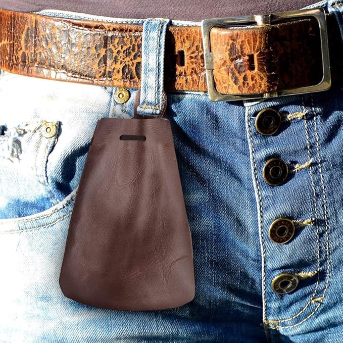 Nabob Leather Leather Drawstring Pouch, Coin Bag, Medicine Tobacco Pouch Medieval Reenactment Made in U.S.A Size 4.75" x 3"
