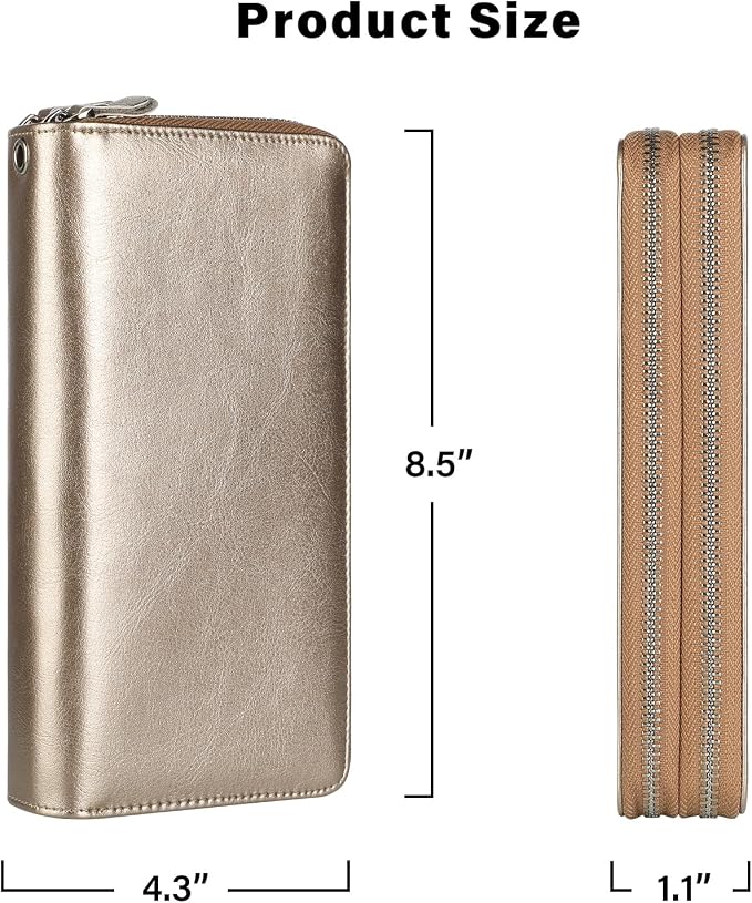Lavemi Small Compact Women Wallet RFID Blocking Genuine Leather Bifold Purse with ID Windows