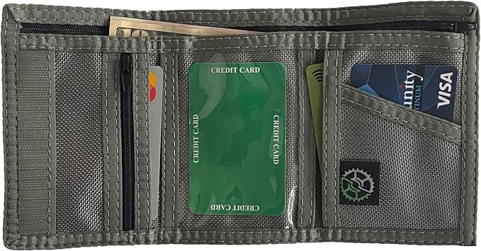 Nylon Trifold Wallet with Coin Pocket (Grey Ballistic)