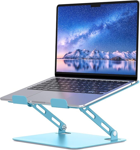 SOUNDANCE Laptop Stand for Desk, Portable Adjustable Laptop Riser, Ergonomic Design Computer Holder, Metal Laptop Mount Elevator Compatible with 10 to 15.6 Inches PC Computer, Blue