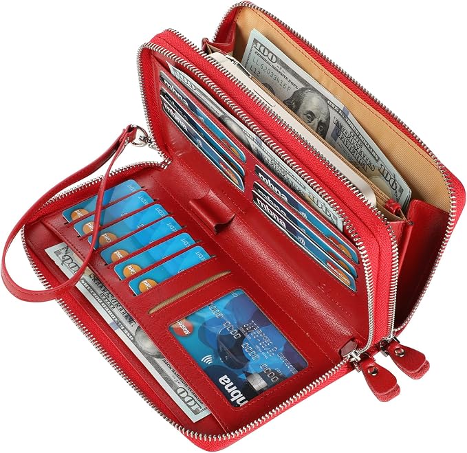 Lavemi Small Compact Women Wallet RFID Blocking Genuine Leather Bifold Purse with ID Windows