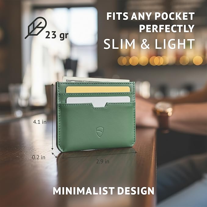 Vaultskin MOORGATE Slim Card Holder – Minimalist Leather Wallet with RFID Blocking, Front Pocket Credit Card Case for Men & Women