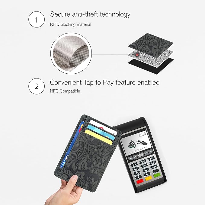 Real Leather Slim Minimalist Wallet for Men and Women -RFID Blocking Front Pocket Thin Credit Card Holder Stylish Wallets (Green1)