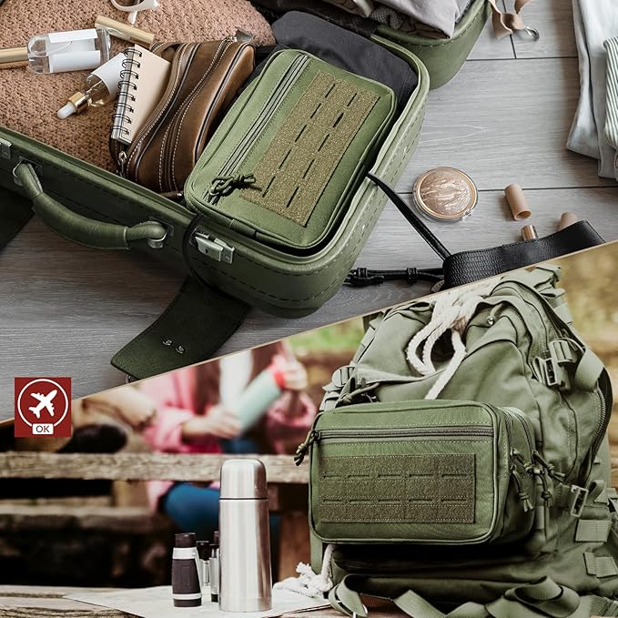 RXW EDC Toiletry Bag for Men, Tactical Dopp Kit, Molle Pouches Compact Travel Organizer for Shaving Shower, Hygiene, Grooming (Includes Dry/Wet Compartment & US Flag Patch)