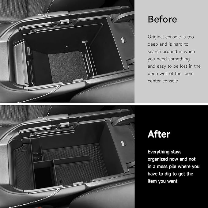 Center Console Organizer Tray Compatible with Mazda 2020-2026 CX-30 CX30 Accessories Armrest Storage Box ABS Console Insert Tray Container (Black Mat)
