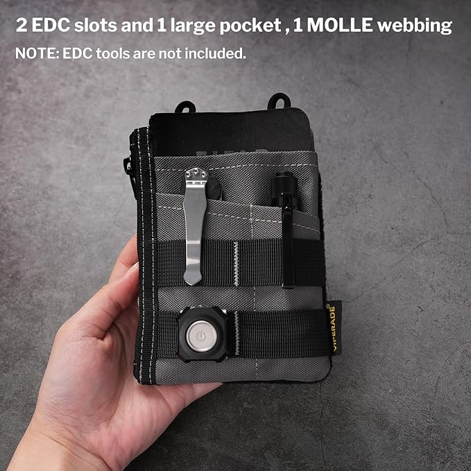 VIPERADE VE18 EDC Pouch, Pocket Organizer for Men, EDC Pocket Organizer, 3 Slots with 2 Zipper Pockets, Multitool Pouch