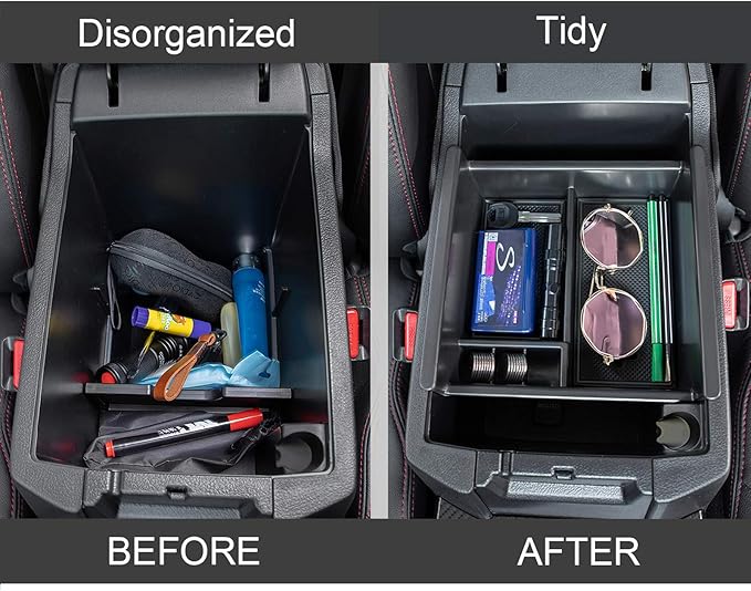 JDMCAR Center Console Organizer Compatible with Toyota 4Runner Accessories 2010-2024 and Kia Telluride (2020-2024), Insert ABS Black Materials Tray, Armrest Box Secondary Storage