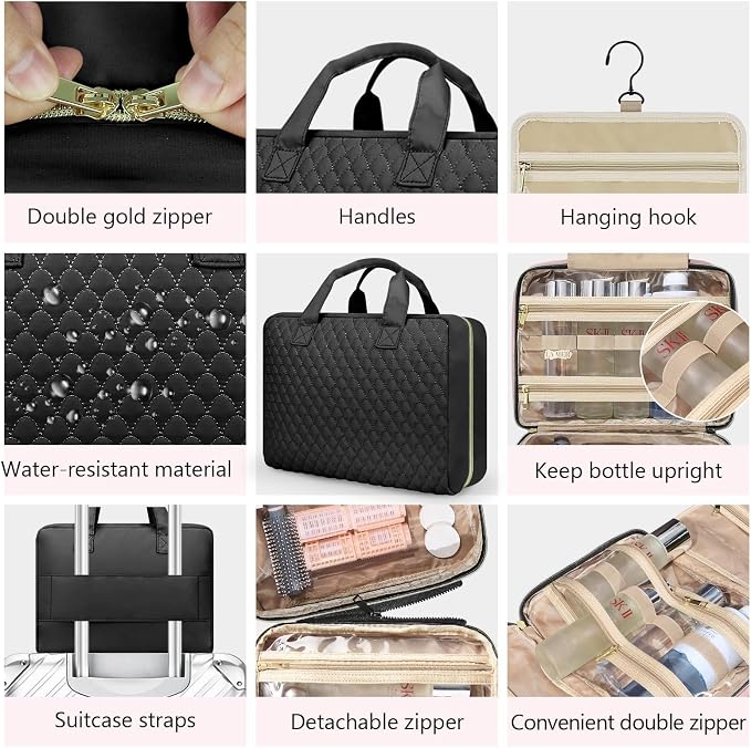 Detachable Travel Toiletry Bag for Women - Large Toiletry Bags for Traveling Women - Hanging Makeup Cosmetic Bag, Organizer for Travel Accessories Cruise Essential - Travel Size Toiletries