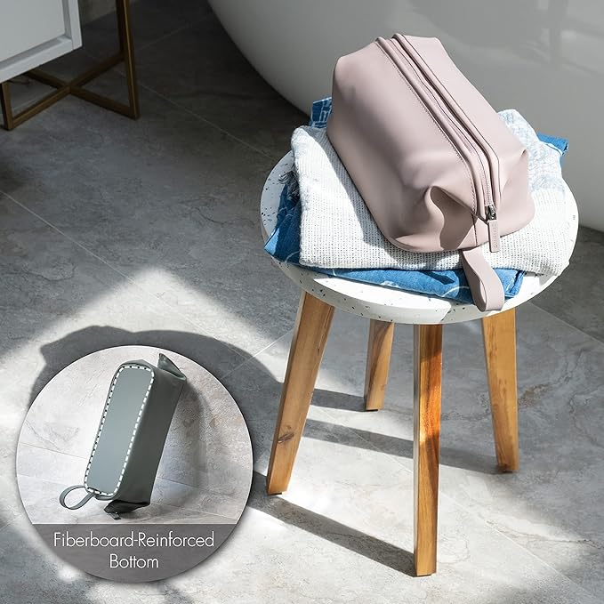 LINE+ARC Easy-to-Clean Silicone Dopp Kit (As Seen in Glamour and GQ) Extra-Wide Opening Anti-Stain (Arctic, 3.5L) Toiletry Bag Travel Set Makeup Organizer Cosmetics Case Fabric Simple Hang Loop