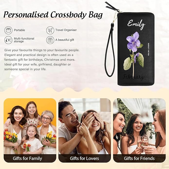 GEEAD Custom Design Wristlet Wallets for Women PU Leather RFID Blocking Wallet