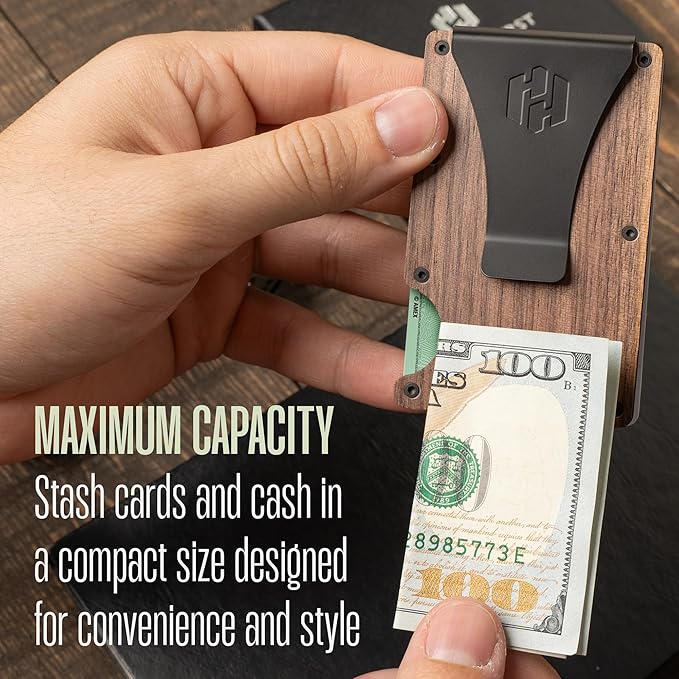Hayvenhurst Wallet for Men - Slim RFID Blocking Metal Wallet with Money Clip, Minimalist Front Pocket Credit Card Holder, Small Mens Wallet
