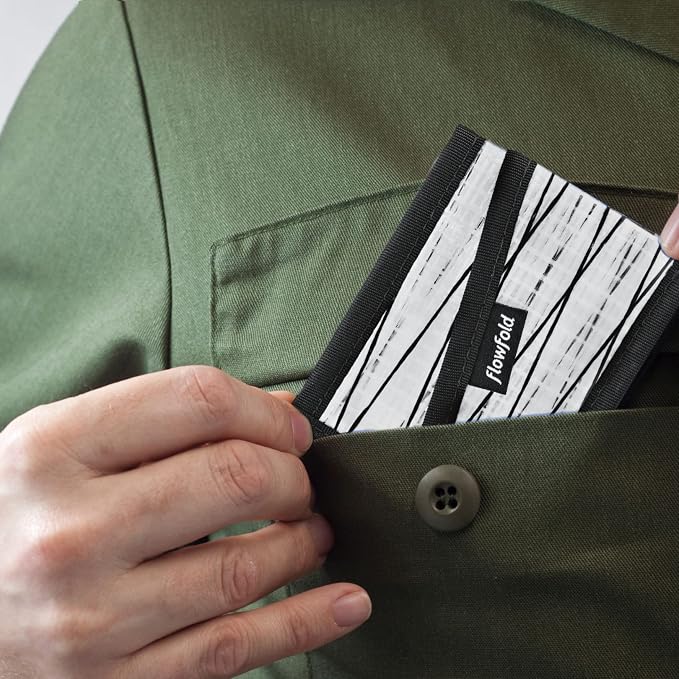 Flowfold Recycled Sailcloth Wallets - 3 Pocket Card Holder Wallet, Front Pocket Wallet, Slim Card Holder Wallet Made in USA (White Sailcloth)