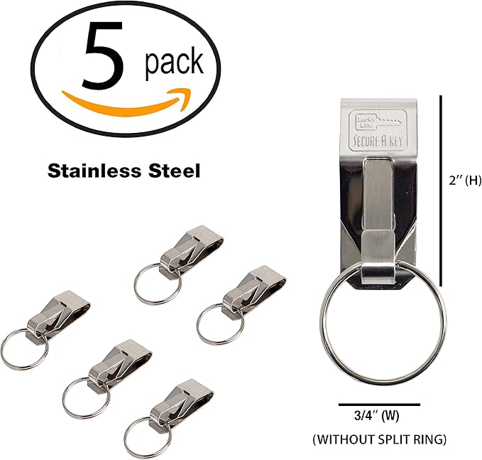Lucky Line The Original Secure-A-Key - CLIP ON - for WIDE BELTS, 5 Per Pack, (404005)