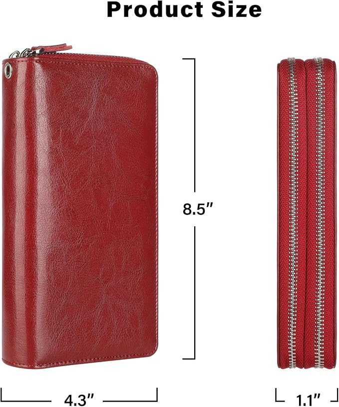 Lavemi Small Compact Women Wallet RFID Blocking Genuine Leather Bifold Purse with ID Windows