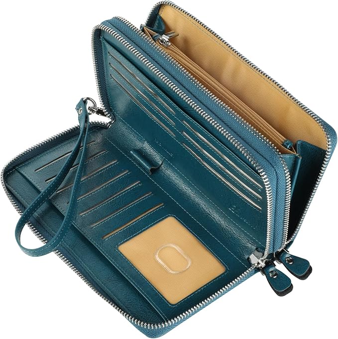 Lavemi Small Compact Women Wallet RFID Blocking Genuine Leather Bifold Purse with ID Windows