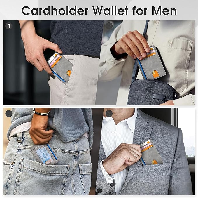 Slim Minimalist Wallet for Men,Front Pocket Wallet RFID Blocking Small Thin Credit Card Holder,ID Card Case Gift for Men Grey
