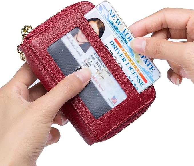 imeetu Rfid Credit Card Holder,Genuine Leather Businese Card Case,Rfid Blocking Wallet for Women & Men