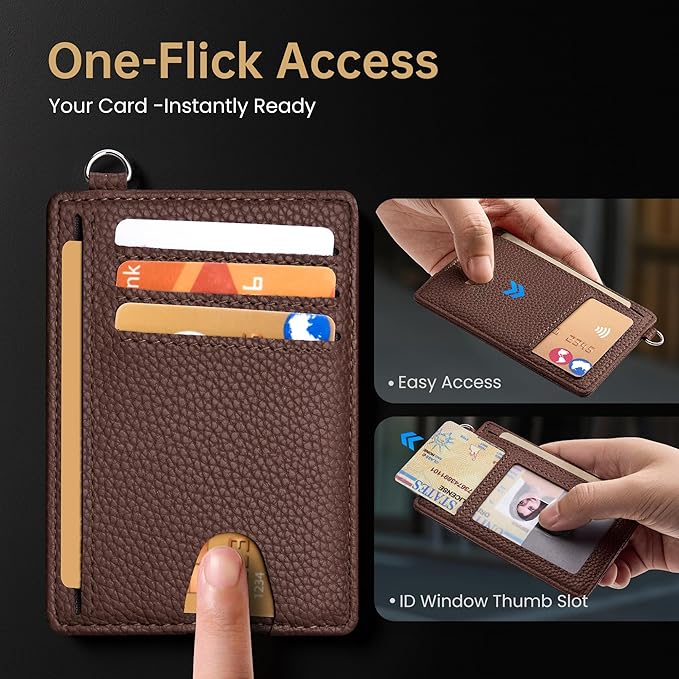 Mayski Slim Wallet, Credit Card Holder for Women, Minimalist Front Pocket RFID Blocking Card Cases, Small Wallet Women Men(Lichee Coffee)