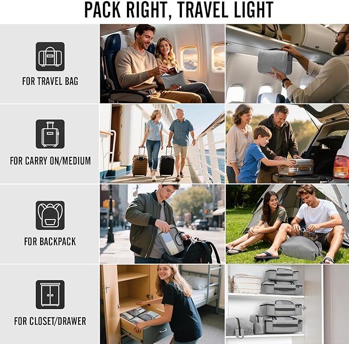 Veken 10 Set Packing Cubes for Travel Essential, Suitcase Organizer Bags in 4 Sizes, Carry-On Luggage Accessories with Large Laundry & Hanging Toiletry Bag, Must-Have for Airplane, Road Trip & Camping