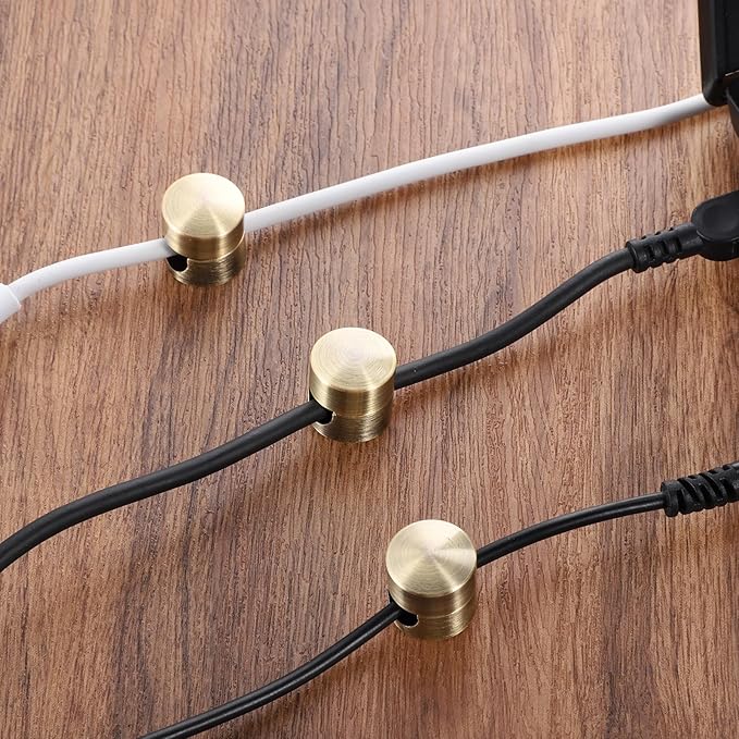 3 Pcs Cable Anchors for Desk, Adhesive Adjustable Cord Holder Cable Clips Premium Aluminum Cord Organizers Charger Holders Wire Management Keeper for Nightstand Desk Office