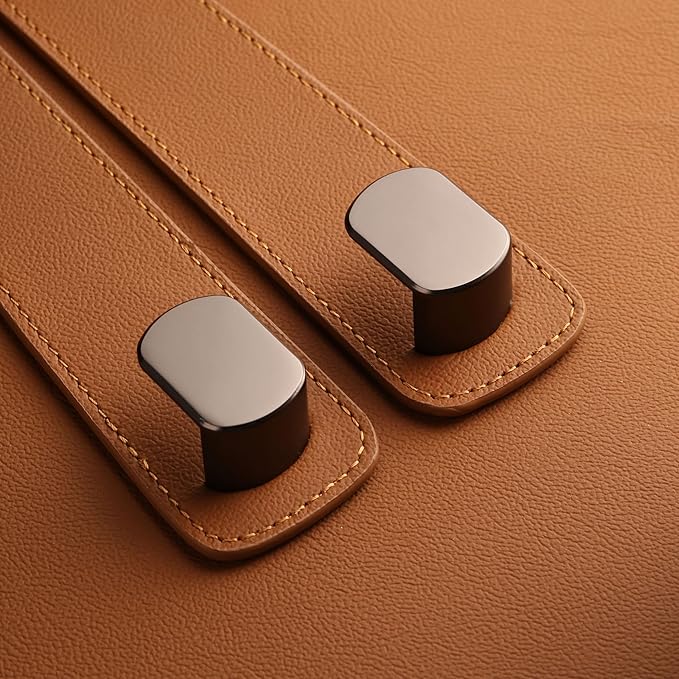 Jayanes Genuine Leather Car Purse Hook - Flexible Car Seat Back Storage Hook for Purses and Bags, Universal Headrest Hooks for Car, Upgraded Car Purse Holder Hanger for Head Rest (Brown-1 Pack)