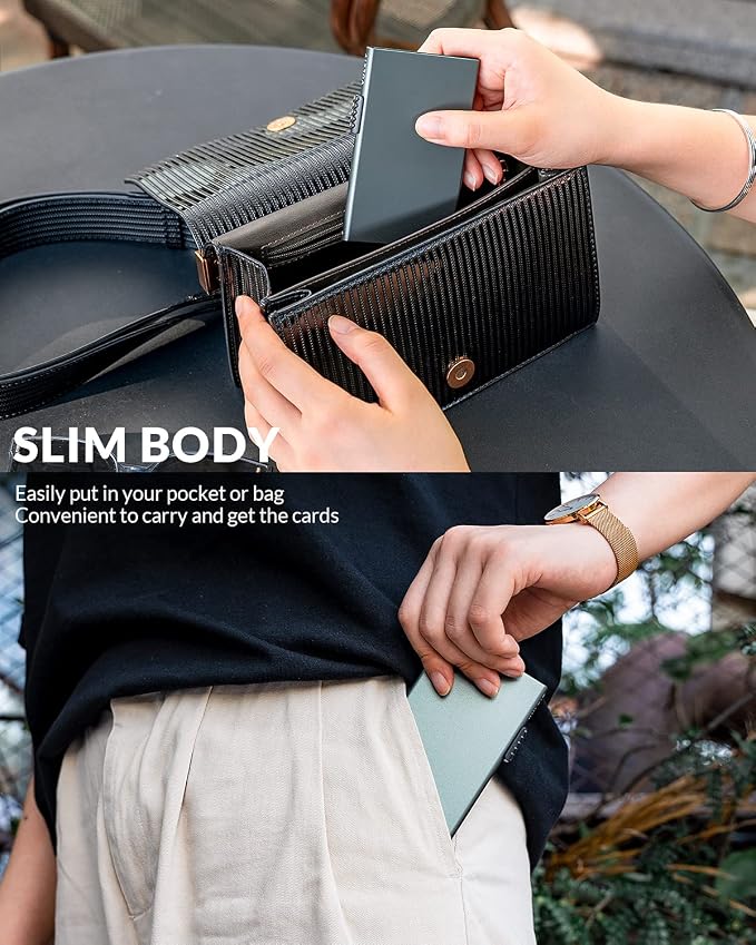 VULKIT Minimalist Credit Card Holder Pop Up Cards RFID Protection Slim Metal Wallet