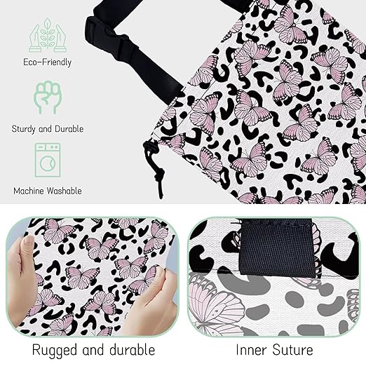Butterfly Car Garbage Bag,Leopard Waterproof Small Car Trash Bag Hanging Back of Seat,Drawstring Hanging Car Trash Bag with Adjustable Buckle for Car Accessories