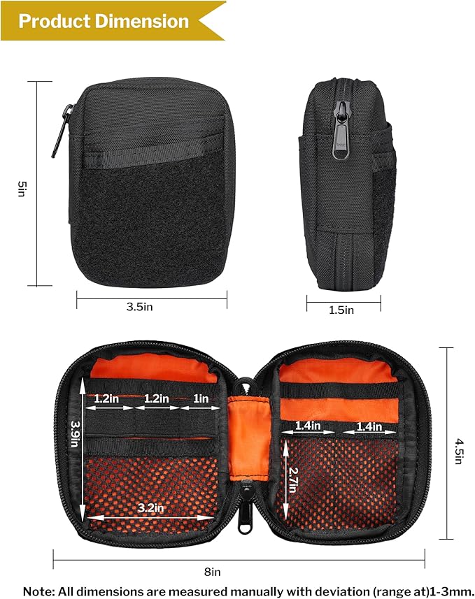 VIPERADE VE31 Small EDC Pouch, Men's Pocket Organizer, Small EDC Organizer Multitool Pouch for Camping/Hiking/Bushcraft (Black)