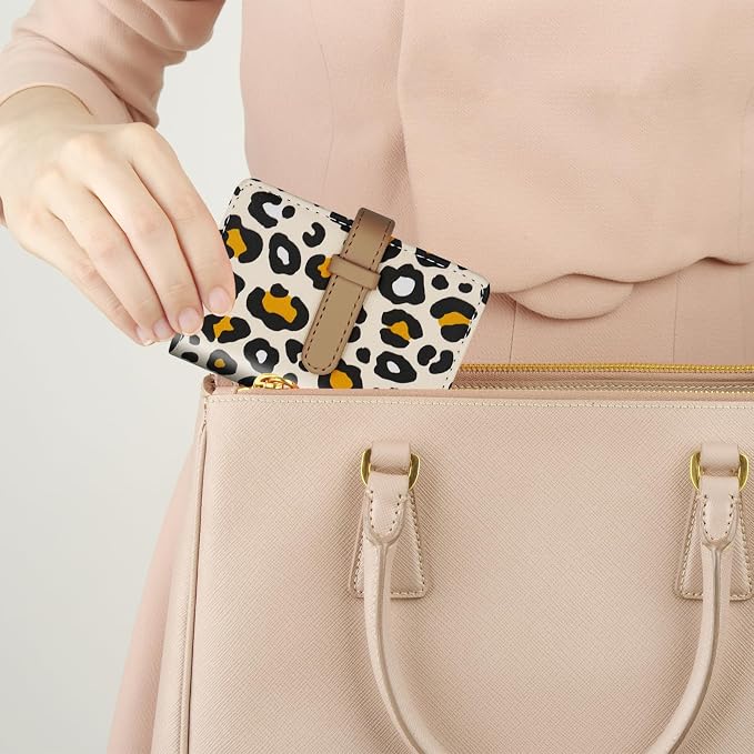 Credit Card Holder with 26 Suitable Slot, ID Card Case PU Leather Wallet for Women Men Business Organiser Pocket (Leopard)