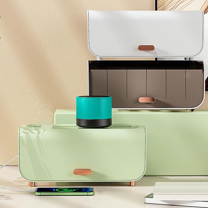 Cable Management Box, Cord Organizer Box Power Strip Box Router Storage Box Desk Cord Organizers Cord Hiding Box for Home (Green)