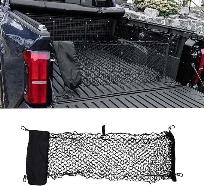 Cargo Net Compatible with 2024 2025 2026 Toyota Tacoma Envelope Style Truck Storage Net Dense Mesh with Free Storage Bags for 2025 Tacoma Exterior Accessories (4.1'×1.5')