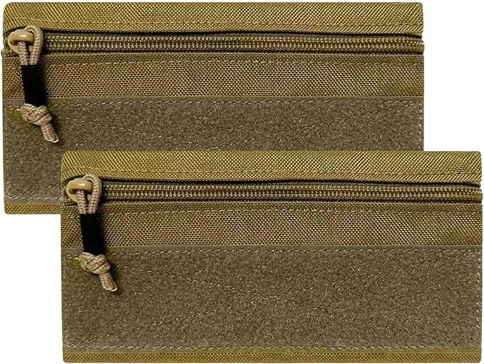 Tactical Admin Zipper Pouch with Hook and Loop, Carry On Bag Insert EDC Organizer Utility Storage Pocket Wallet for Snack Backpack Accessories Chest Ring