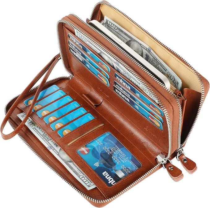 Lavemi Small Compact Women Wallet RFID Blocking Genuine Leather Bifold Purse with ID Windows