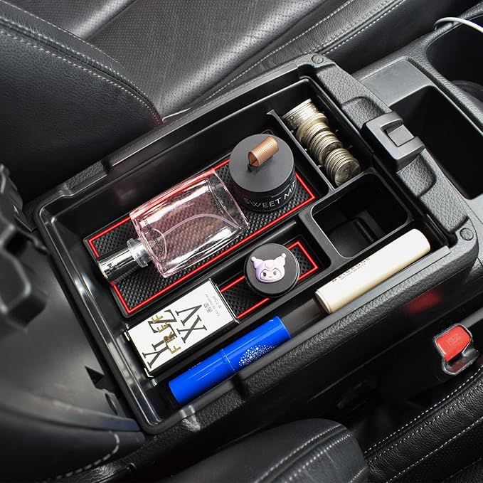 HGWEI Center Console Organizer Tray Compatible with Nissan Rogue 2014-2020 / Rogue Sport 2017-2022 / Murano 2015-2024 Interior Accessories Insert Armrest Storage Glove Box, Red
