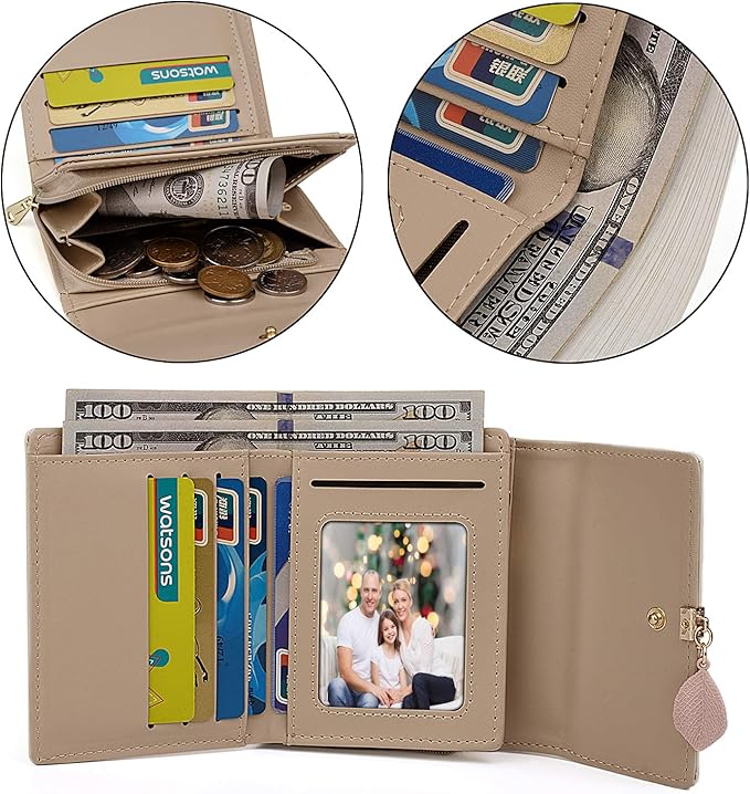 UTO RFID Wallet for Women PU Leather Leaf Pendant Card Holder Phone Checkbook Organizer Zipper Coin Purse | Leaf Pendant, Card Holder, Phone, Checkbook, Organizer, Zipper
