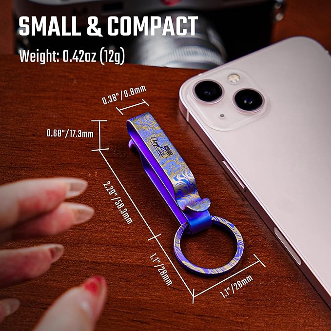KeyUnity KM00 Titanium Belt Loop Keychain Clip Double Side Quick Release Key Holder with Detachable Key Ring