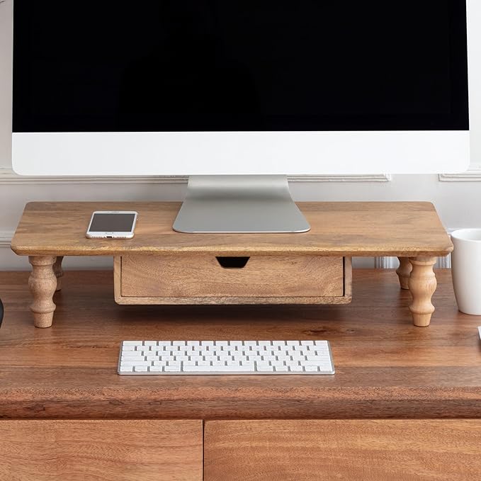 Anji Mountain Monitor Stand - Desktop Organizer & Laptop Riser, Ergonomic Monitor Riser, Space-Saving Monitor Stand for Desk, Durable Construction, Easy Assembly, Ideal for Home & Office,Mango